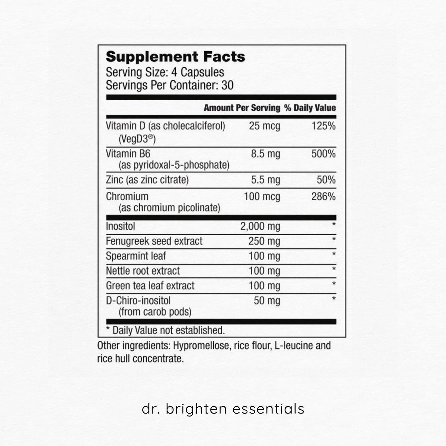 Dr. Brighten Myoinositol Plus – Doctor Formulated Myo- & D-Chiro-Inositol for Hormone Balance & Ovarian Health