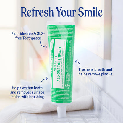 Dr. Bronner's All-One Toothpaste 3-Pack Variety - Peppermint, Cinnamon & Anise (5 oz each) - 70% Organic, SLS Free, Fluoride Free
