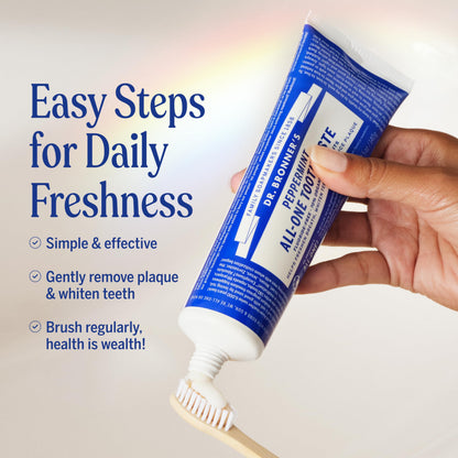 Dr. Bronner's All-One Toothpaste 3-Pack Variety - Peppermint, Cinnamon & Anise (5 oz each) - 70% Organic, SLS Free, Fluoride Free