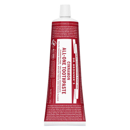 Dr. Bronner’s All-One Toothpaste Cinnamon – 70% Organic, Fluoride & SLS Free, Vegan