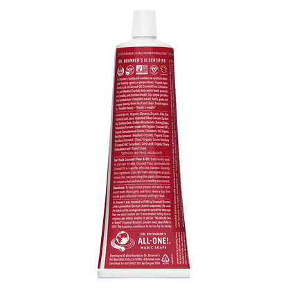 Dr. Bronner’s All-One Toothpaste Cinnamon – 70% Organic, Fluoride & SLS Free, Vegan
