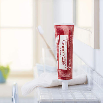 Dr. Bronner’s All-One Toothpaste Cinnamon – 70% Organic, Fluoride & SLS Free, Vegan