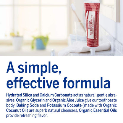 Dr. Bronner’s All-One Toothpaste Cinnamon – 70% Organic, Fluoride & SLS Free, Vegan