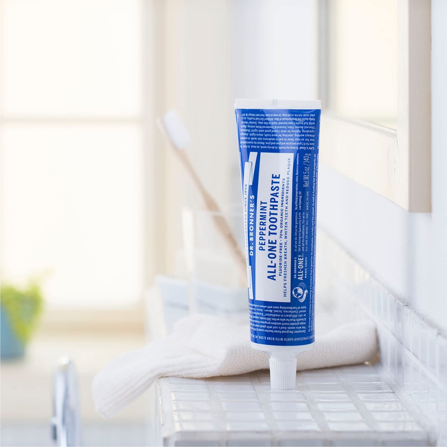 Dr. Bronner’s All-One Toothpaste Variety Pack – Peppermint & Spearmint, 70% Organic, Fluoride-Free, Vegan (5oz, 2-Pack)