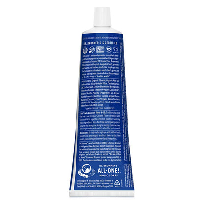 Dr. Bronner’s All-One Toothpaste - Peppermint, 5 oz | 70% Organic, Fluoride-Free, SLS-Free, Vegan
