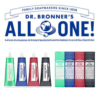 Dr. Bronner’s All-One Toothpaste Variety Pack – Peppermint & Spearmint, 70% Organic, Fluoride-Free, Vegan (5oz, 2-Pack)