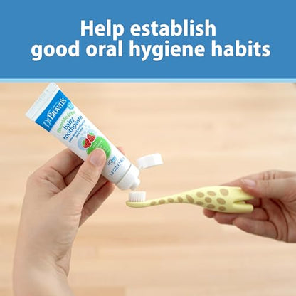 Dr. Brown's Infant-to-Toddler Toothbrush Set with Fluoride-Free Strawberry Toothpaste - Giraffe (0-3 yrs)