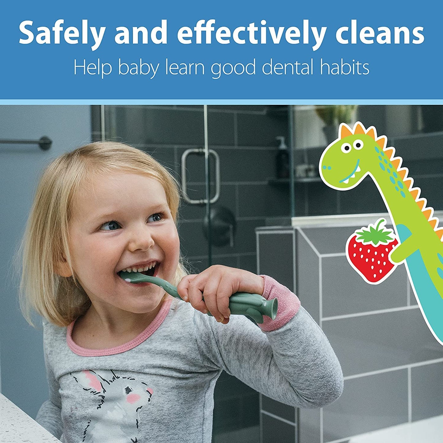 Dr. Brown's Infant-to-Toddler Toothbrush Set with Fluoride-Free Strawberry Toothpaste - Giraffe (0-3 yrs)