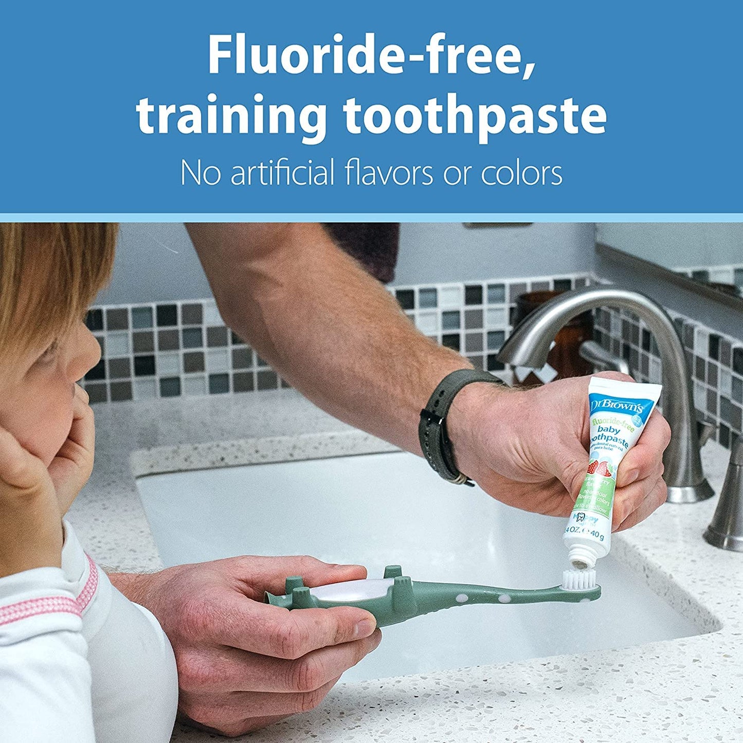 Dr. Brown's Infant-to-Toddler Toothbrush Set with Fluoride-Free Strawberry Toothpaste - Giraffe (0-3 yrs)