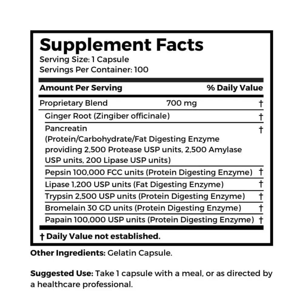 Dr. Clark Digestive Enzymes – 700mg, 100 Capsules | Supports Digestion & Nutrient Absorption