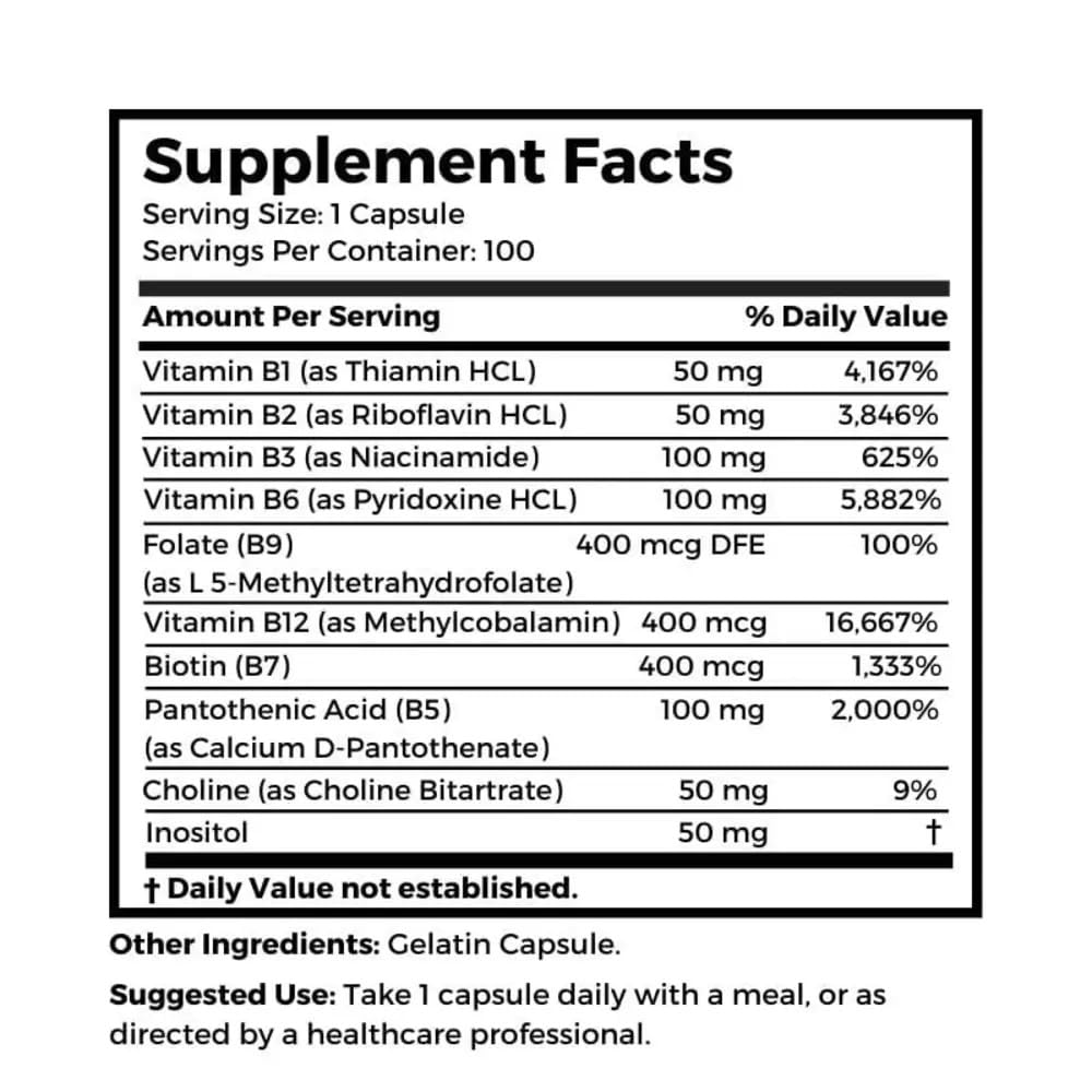 Dr Clark Store B Vitamin Complex SuperB100 – 501 mg, 100 Gelatin Capsules