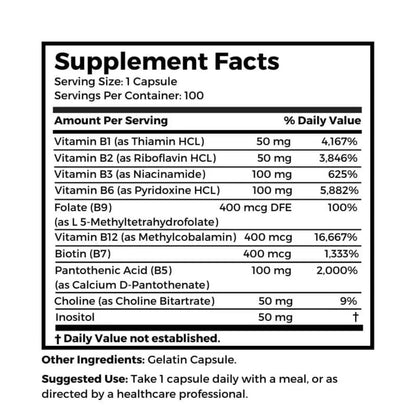 Dr Clark Store B Vitamin Complex SuperB100 – 501 mg, 100 Gelatin Capsules