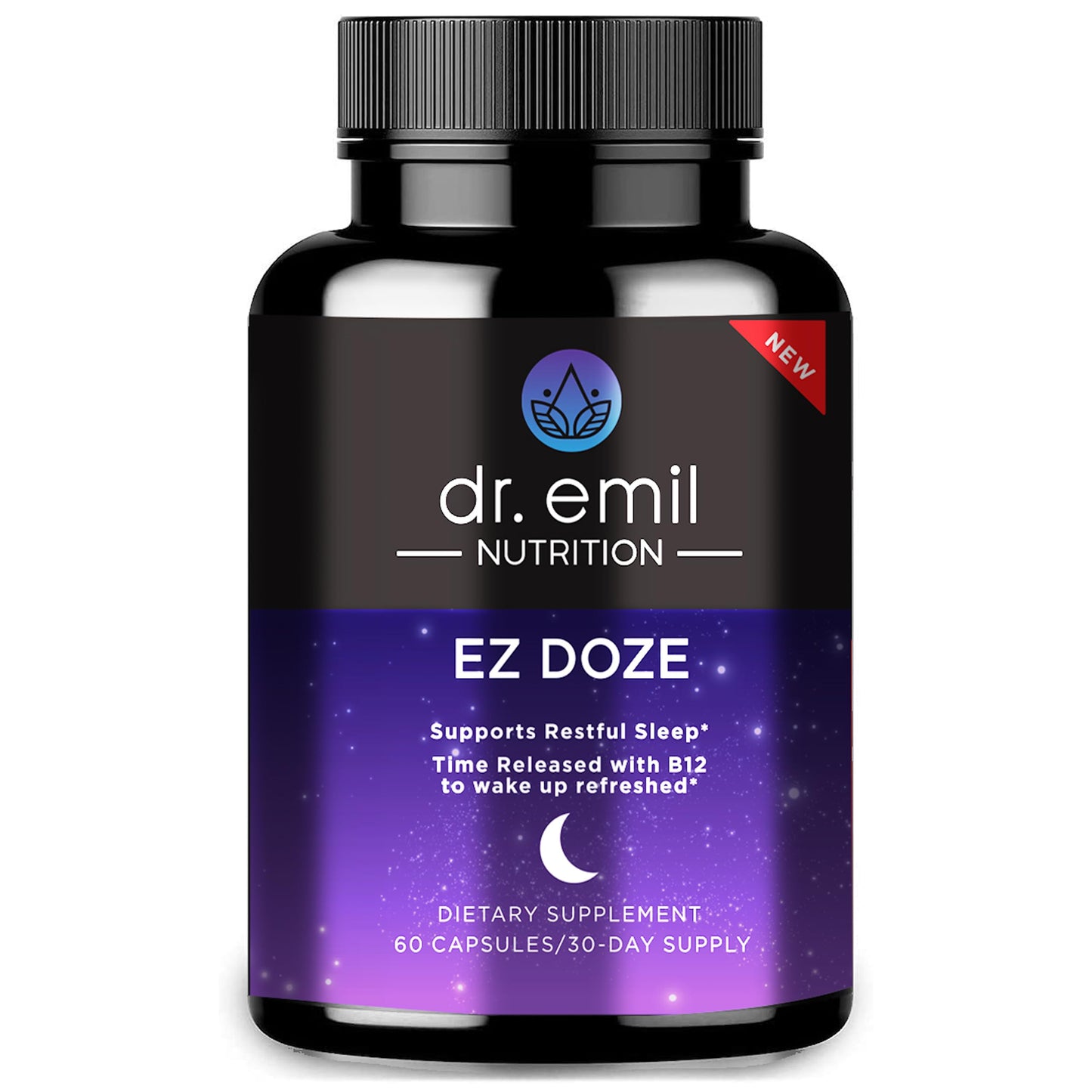 DR. EMIL NUTRITION EZ Doze Melatonin-Free Natural Sleep Aid with L-Theanine, GABA & 5HTP – Extra Strength Sleeping Pills for Adults – 60 Veggie Capsules