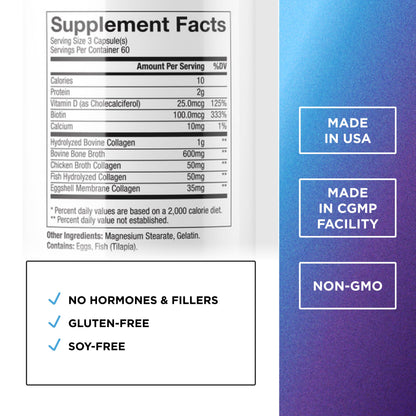 DR. EMIL NUTRITION Multi Collagen Peptides Plus Biotin & Vitamin D — Hair, Skin & Nails Support, 60 Servings