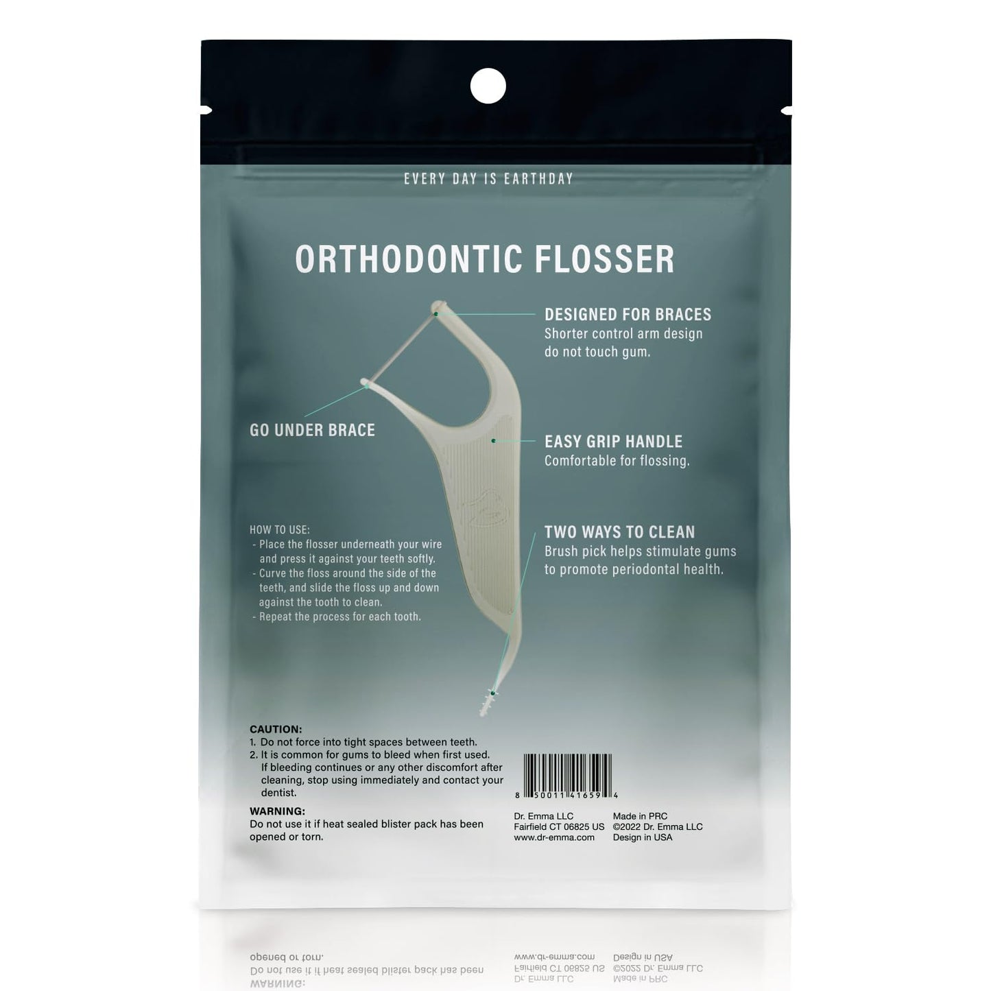 Dr. Emma Orthodontic Flossers for Braces – Mint Flavor, 60 Count/Bag (Gray, 2-Pack)