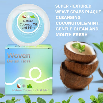 Dr. Emma Woven Dental Floss – Coconut Oil Infused, Expanding, Mint, 33 yd (Pack of 2)