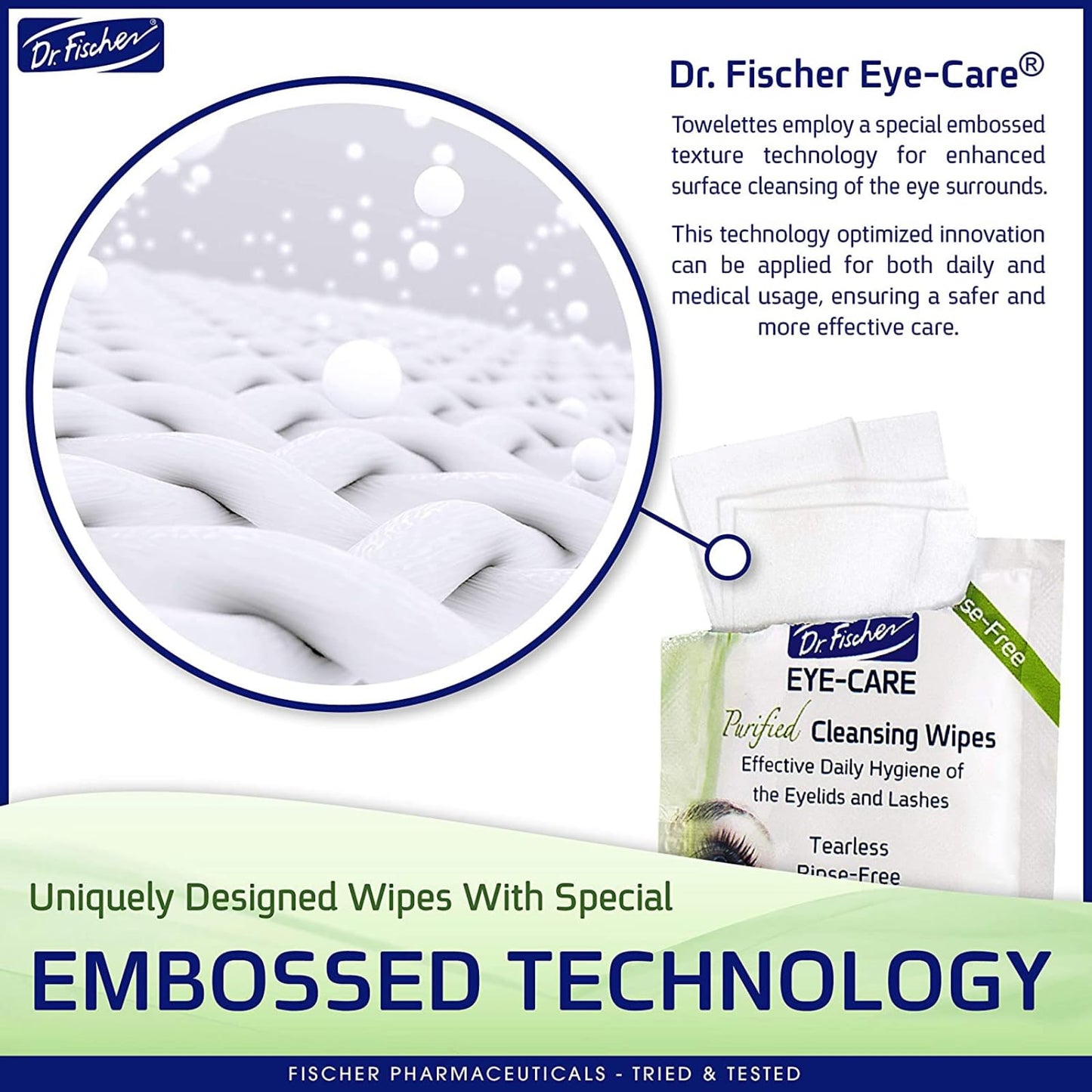 Dr. Fischer Eyelid Wipes – Hypoallergenic, Preservative-Free Eye Cleaning Wipes (Twin Pack)