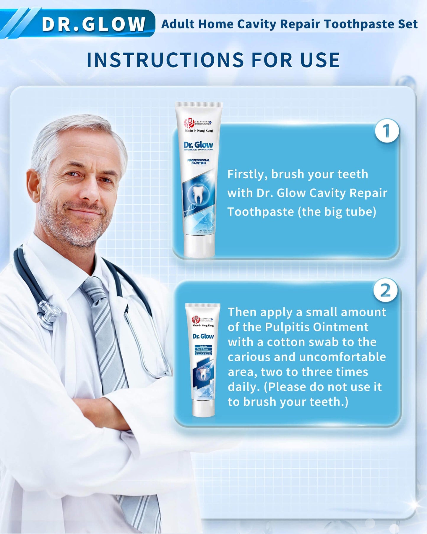 Dr. Glow Oral Care Cream – Cavity Relief, Enamel & Gum Support (2 Pack)