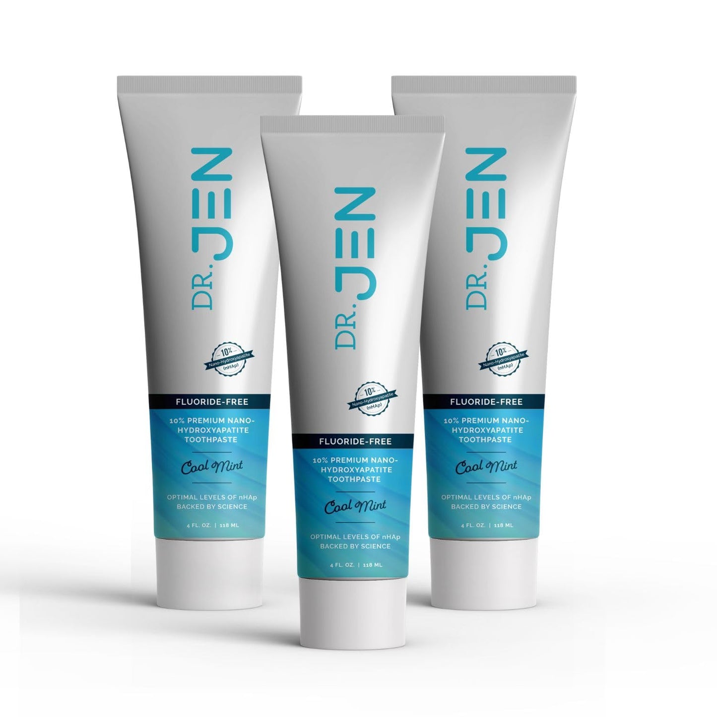 Dr. Jen's 10% Nano Hydroxyapatite Toothpaste - Fluoride Free, Xylitol (4 oz, Pack of 3)