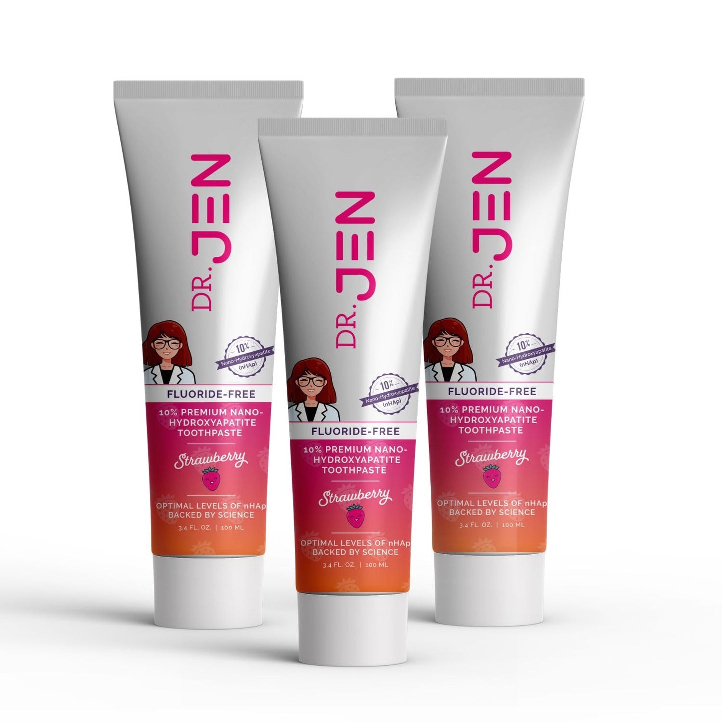 Dr. Jen's 10% Nano Hydroxyapatite Toothpaste - Fluoride Free, Xylitol (3.4 oz, Pack of 3)