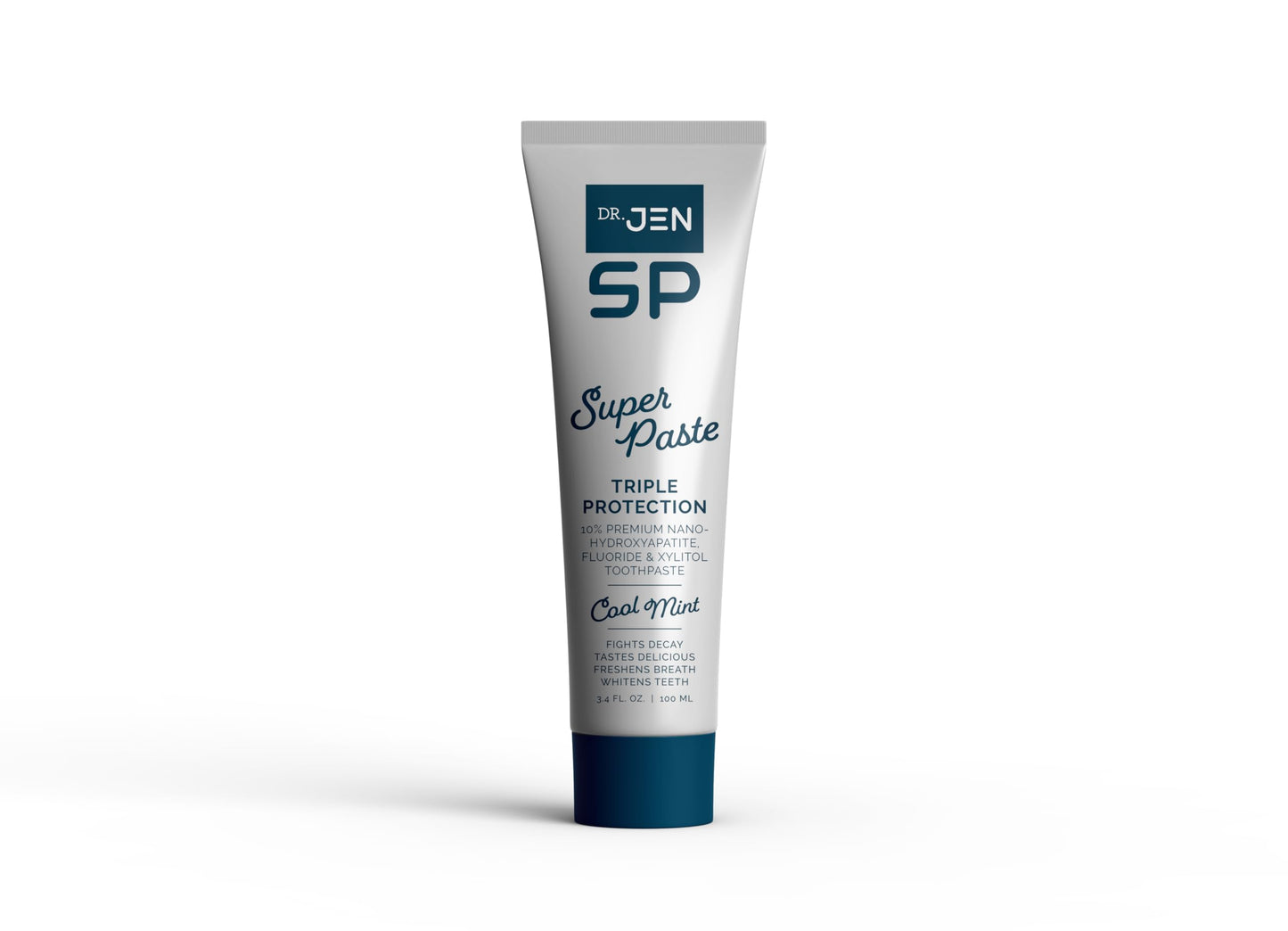 Dr. Jen Super Paste Toothpaste with Fluoride & 10% Nano-Hydroxyapatite – Travel 3.4 oz Cool Mint