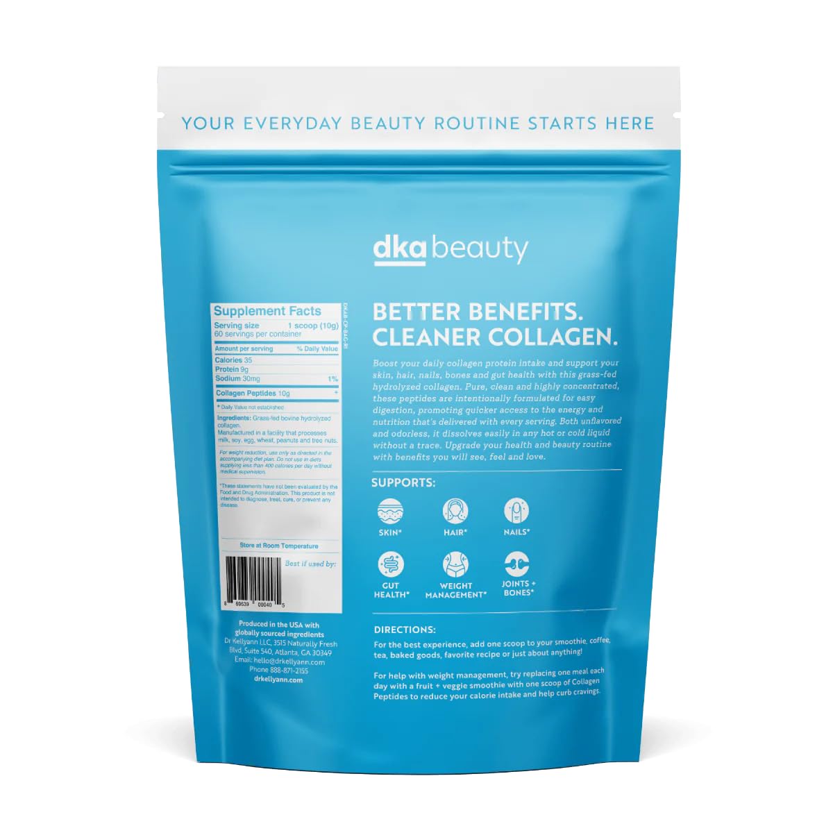 Dr. Kellyann Unflavored Collagen Peptides Powder – 60 Servings, Grass-Fed, Keto & Paleo-Friendly | Non-GMO, Gluten-Free