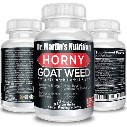 DR. MARTIN'S NUTRITION Super Strength Horny Goat Weed 1590mg – 240 Capsules (Pack of 2)