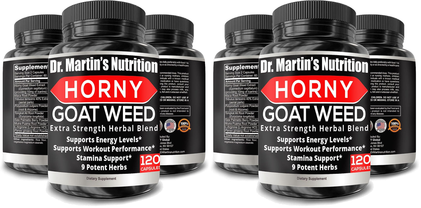 DR. MARTIN'S NUTRITION Super Strength Horny Goat Weed 1590mg – 240 Capsules (Pack of 2)