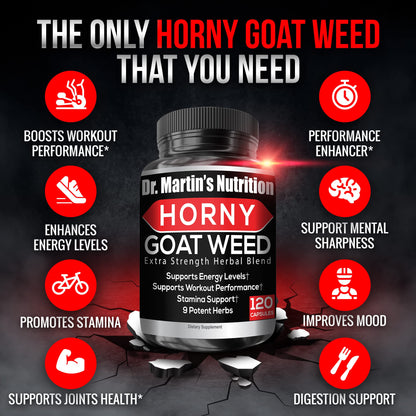 DR. MARTIN'S NUTRITION Super Strength Horny Goat Weed 1590mg – 240 Capsules (Pack of 2)