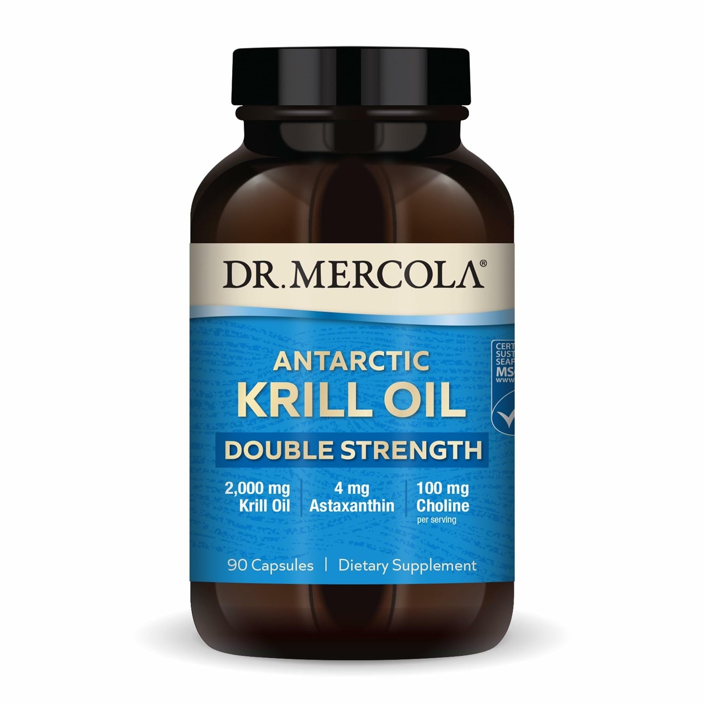 Dr. Mercola Antarctic Krill Oil Double Strength 2,000 mg – Omega-3 EPA & DHA for Brain, Heart, Joints – GMO-Free & Gluten-Free – 90 Capsules