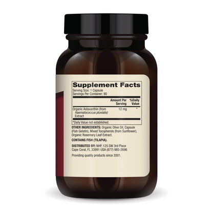 Dr. Mercola Organic Astaxanthin 12 mg – 90 Capsules | Organic Microalgae Extract, Non-GMO, Gluten-Free, Soy-Free