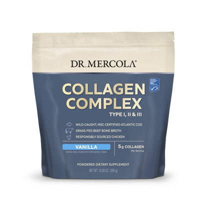 Dr. Mercola Collagen Complex Powder – Supports Skin Elasticity & Tissue Health – Vanilla (10.89 oz) – Non-GMO, Gluten-Free & Soy-Free