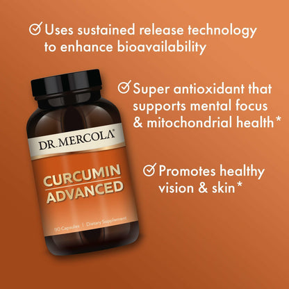 Dr. Mercola Curcumin Advanced, 90 Servings, 500 mg per Capsule, Non-GMO
