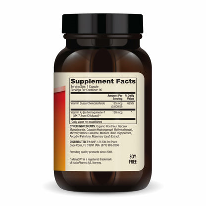 Dr. Mercola D3 & K2 Vitamin Supplement – Immune, Brain, Cardiovascular & Bone Support | 90 Capsules