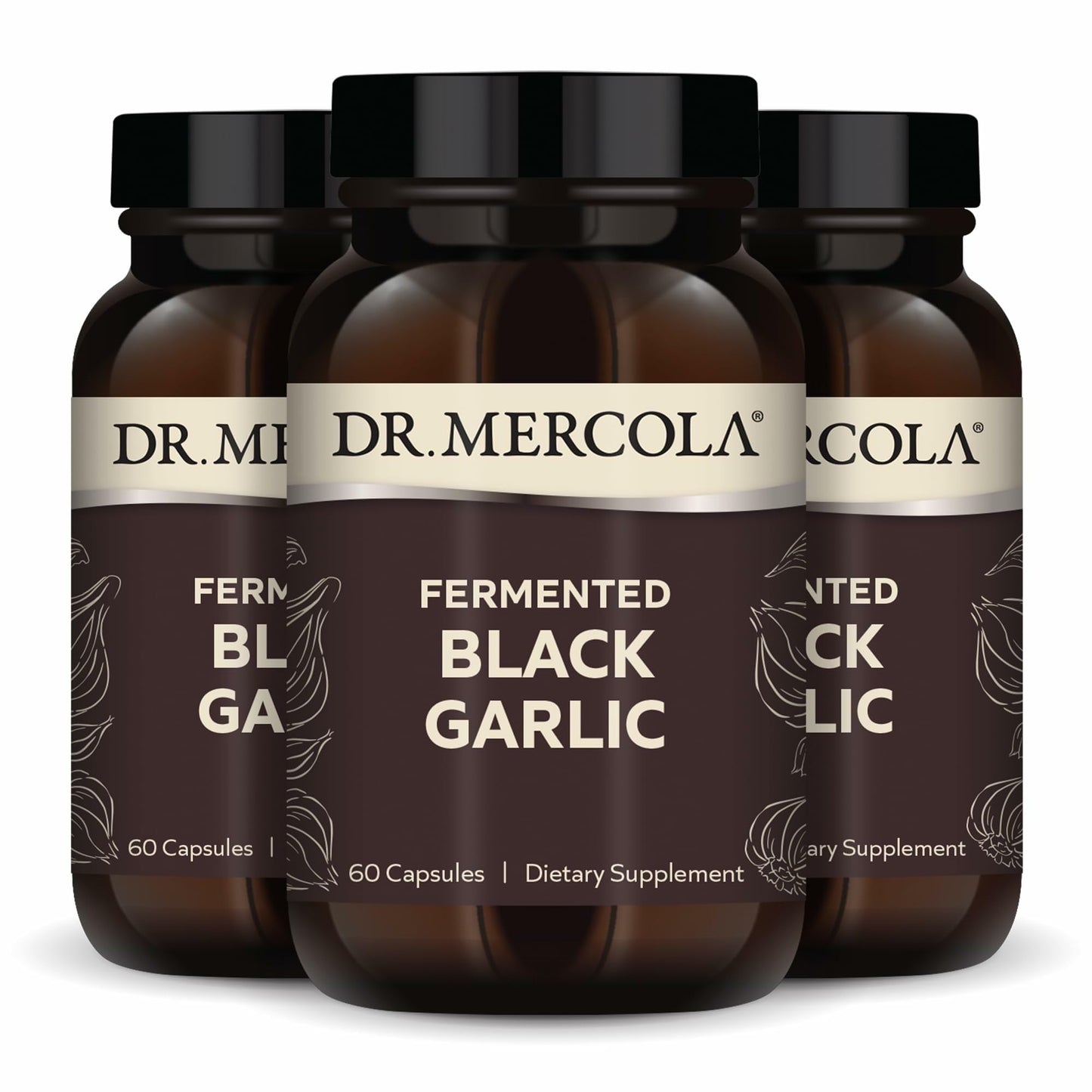 Dr. Mercola Fermented Black Garlic, 90 Servings (180 Capsules) – Immune Support, Non-GMO