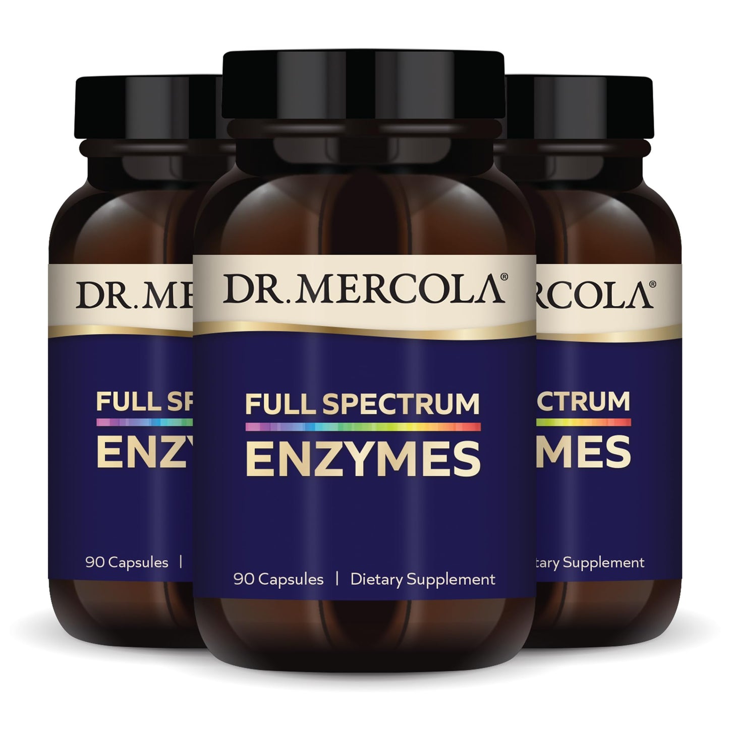 Dr. Mercola Full Spectrum Enzymes – 22 Enzymes | Digestive & Immune Support | Non-GMO, Gluten-Free & Soy-Free | 90 Capsules (3 Pack)