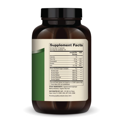 Dr. Mercola Grass Fed Beef Organ Complex – 30 Servings (180 Capsules) | Immune & Circulatory Support | Non-GMO