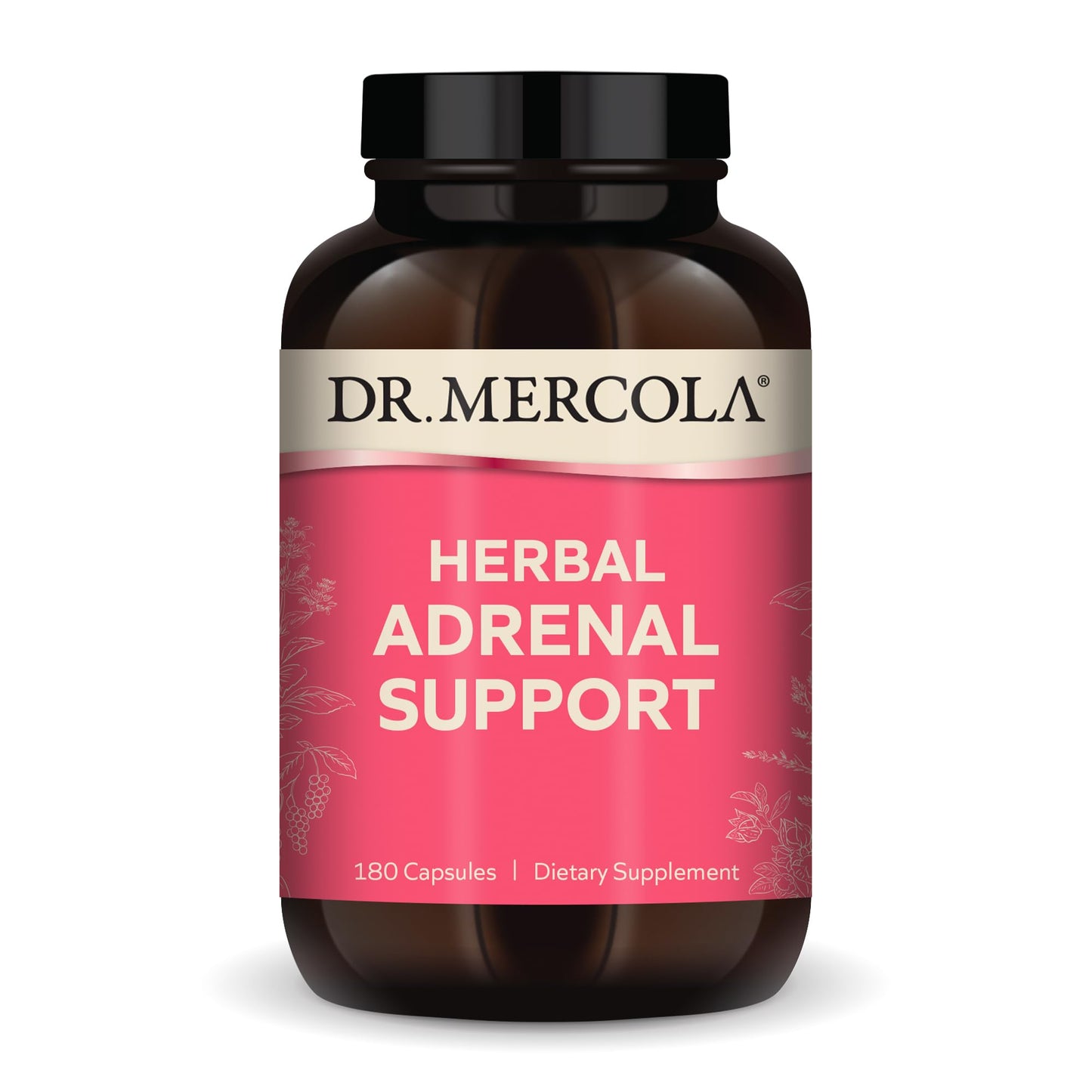 Dr. Mercola Herbal Adrenal Support - 90 Servings (180 Capsules) | Mood & Stress Management, Non-GMO