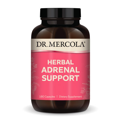 Dr. Mercola Herbal Adrenal Support - 90 Servings (180 Capsules) | Mood & Stress Management, Non-GMO