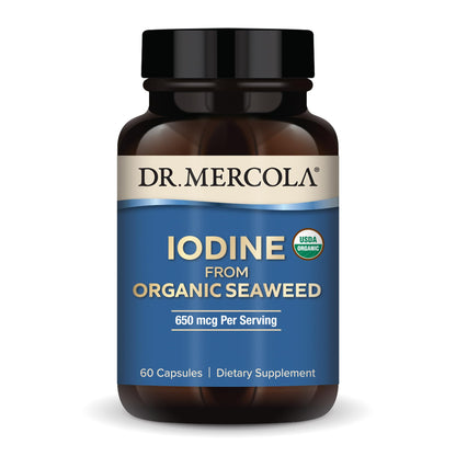 Dr. Mercola Iodine from Organic Seaweed – 650 mcg per Serving, 30 Servings (60 Capsules), Dietary Supplement, USDA Organic