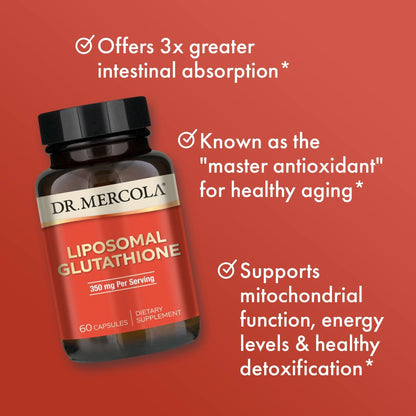 Dr. Mercola Liposomal Glutathione - 350 mg per Serving | High Absorption, 60 Capsules