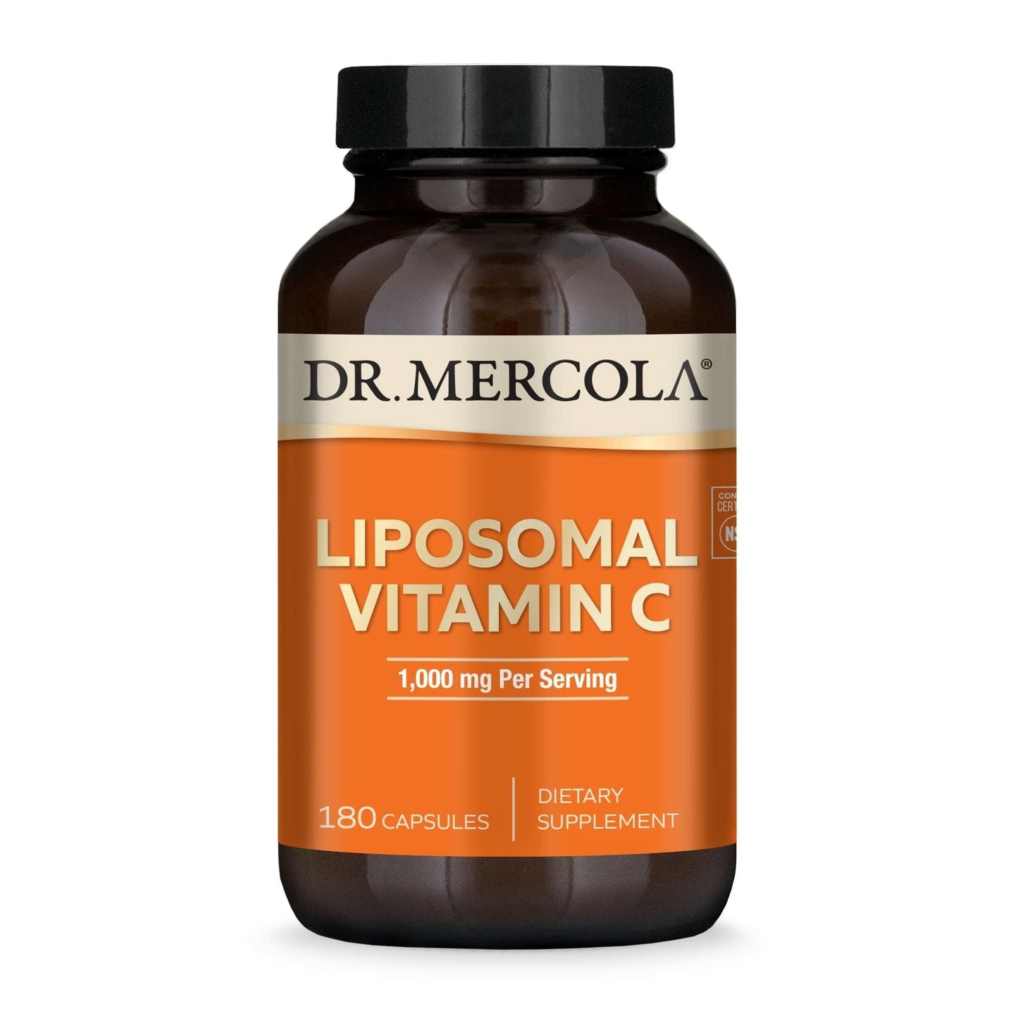 Dr. Mercola Liposomal Vitamin C - 1,000 mg Bioavailable Vitamin C - Immune, Brain, Heart & Eye Support - 180 Capsules