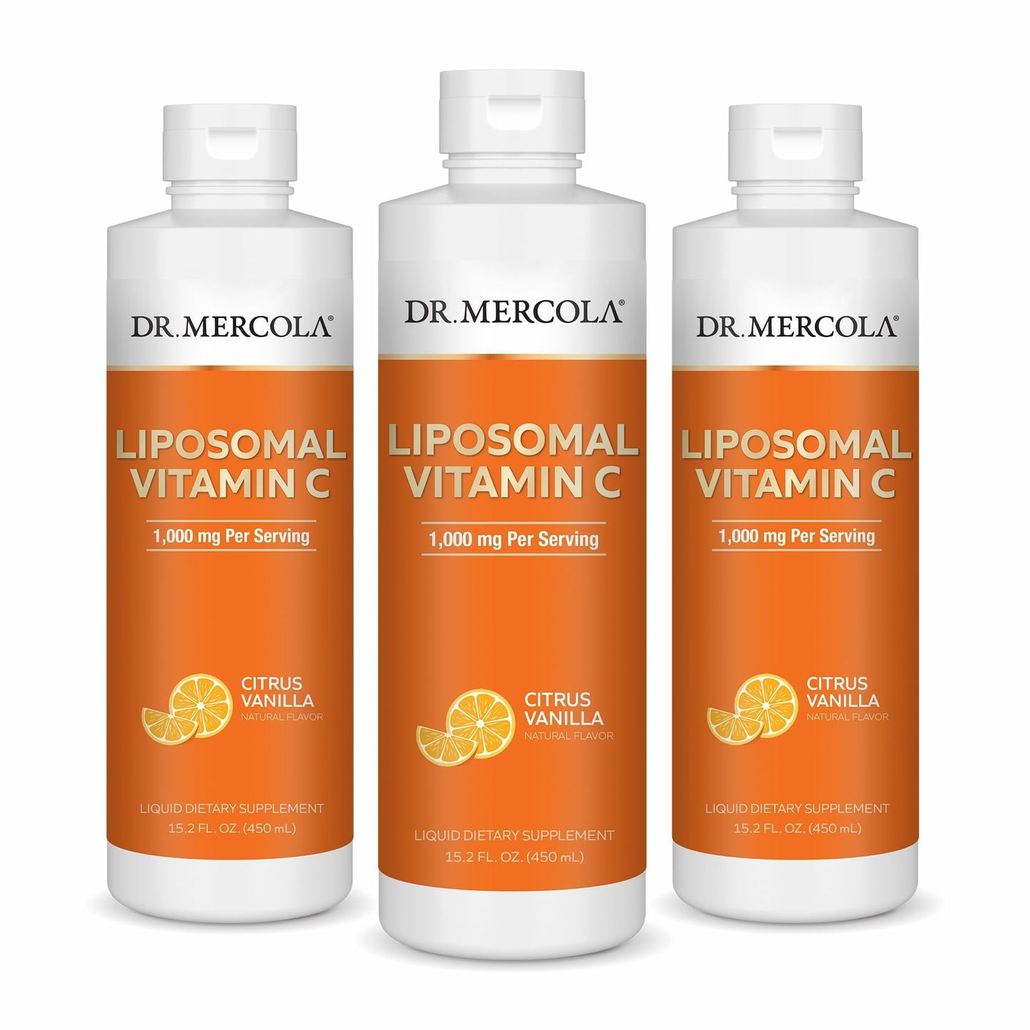 Dr. Mercola Liposomal Vitamin C – 1,000 mg per Serving, Citrus Vanilla (450 mL) | 3 Pack