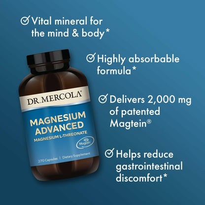 Dr. Mercola Magnesium Advanced – Bone, Joint & Brain Health | 270 Capsules (90 Servings)