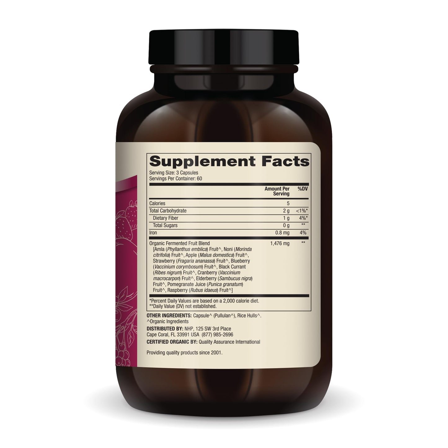 Dr. Mercola Organic Fermented Fruits – 30 Servings, 180 Capsules, Immune Support, USDA Organic