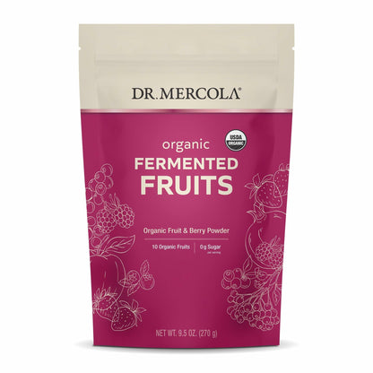 Dr. Mercola Organic Fermented Fruits – 9.5 oz (270 g), 90 Servings, Certified Organic, Non-GMO, Soy Free, Gluten Free, USDA Organic