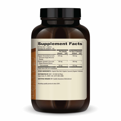 Dr. Mercola Organic Fermented Turmeric – 370 mg High-Bioavailability Curcuminoids, 180 Capsules (90 Servings) – USDA Organic, Non-GMO, Gluten-Free & Soy-Free