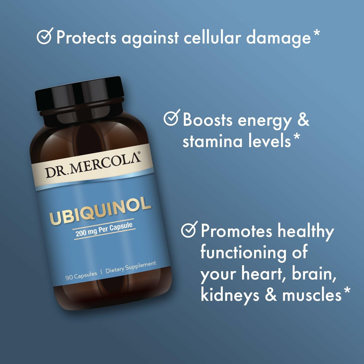 Dr. Mercola Ubiquinol – 90 Servings (90 Capsules), 200 mg per Capsule, Non-GMO Dietary Supplement