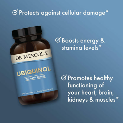 Dr. Mercola Ubiquinol – 90 Servings (90 Capsules), 200 mg per Capsule, Non-GMO Dietary Supplement