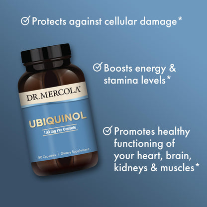 Dr. Mercola Ubiquinol 100 mg – High-Absorption CoQ10 for Energy, Cellular & Heart Health | 90 Capsules
